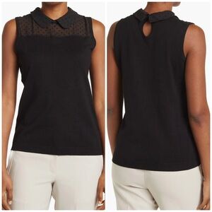 NWT Adrianna Papell Swiss Dot Collared Sleeveless Knit Top. Size Small.